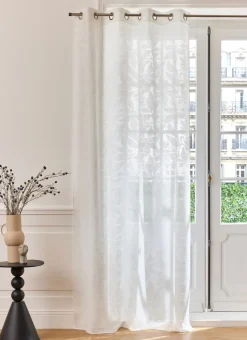 VOILAGE MOTIF VÉGÉTAL JACQUARD TON SUR TON BLANC